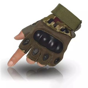 Breathable Anti <b>Slip</b> Protection Tactical Gloves <b>Half</b> Finger Leather Hook & Loop Closure Unisex Cycling Gloves - Product Image 2