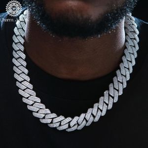 Charm Jewells Men's Moissanite <b>Statement</b> <b>Necklace</b> 925 Silver Rhodium Plated Geometric Link Chain Hip Hop Style - Product Image 3