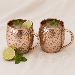 Tazas Moscow Mule de Cobre Puro 100% Premium con Diseño Floral Grabado Vintage, Hechas a Mano, Resistentes al Deslustre - Product Image 2