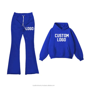 Custom Digital Print Men's Winter <b>Tech</b> Fleece Jogger Set Hooded Flare Sweatpants and Sweatshirt with Custom Flare Pant - Product Image 4