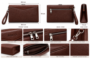 Cartera de Mano de Cuero Genuino para Hombre Beena's, con Protección RFID, Cierre de Cremallera Multifuncional Personalizado, Tarjetero de Negocios - Product Image 5