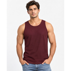 Camisetas sin mangas para hombre, 180 g/m², algodón, sin mangas, OEM, ODM, logotipo personalizado, ropa deportiva para gimnasio, proveedor mayorista de Bangladesh - Product Image 1