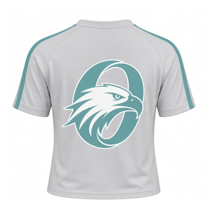 Ensemble uniforme de cheerleading pour adultes, blanc et turquoise imprimé, haut à manches courtes, jupe plissée, tenue de sport athlétique pour l'entraînement et la pratique - Product Image 5