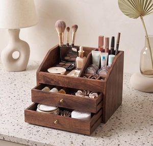 Caja de Almacenamiento de Maquillaje de Madera Económica para Artículos de Belleza, Lápices Labiales, Brochas y Accesorios Pequeños con Diseño Decorativo Tallado - Product Image 4