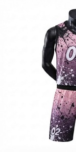 Ensemble de maillot de basket-ball blanc pour femme, impression par transfert thermique, col rond, sans manches, évacuation de l'humidité, coupe athlétique - Product Image 4