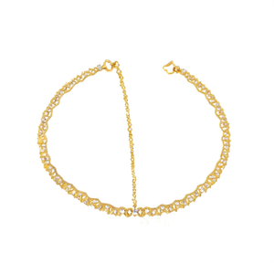 Tobillera de Perlas Kundan Chapada en Oro con Piedra de Diamante - Diseño de Cadena Geométrica para Fiestas - Product Image 2