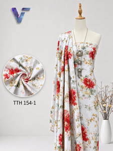 Tissu en mousseline imprimé floral respirant 60GSM TTH 154-2 léger tissé 100% polyester 58/60 pouces pour vêtements de sari féminin et tenues latines - Product Image 2