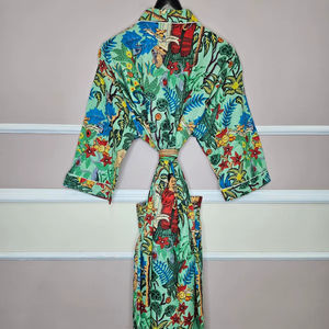 Kimono japonés vintage de seda pura para mujer, talla grande, suave y cómodo, para playa, fiesta, cubrebikini, estilo bohemio. - Product Image 1