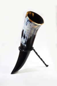 High Quality Viking Drinking Horn Polished Natural Ox Horn horn with metal stand viking horn with brass tip - Product Image 5