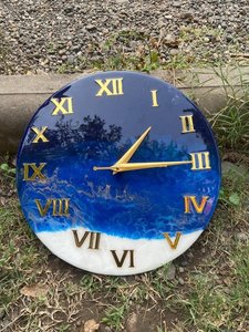 <b>Art</b> Deco Antique Style round Shape Single Face Hanging Resin <b>Clock</b> with Needle Display Abstract Design for Living Room - Product Image 2