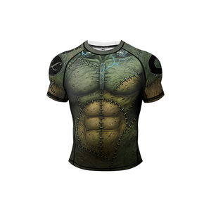 Ensemble de maillot de compression et short d'entraînement pour homme avec logo personnalisé, imprimé 3D monstre Frankenstein, pour MMA et BJJ - Product Image 4
