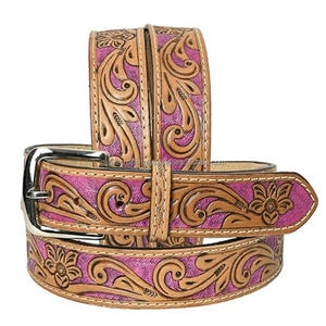 Cinturón de Cuero Vaquero para Hombre con Diseño Personalizado, Tallado a Mano con Relieve Floral y Hebilla de Metal Intercambiable - Product Image 2