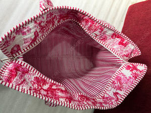 Bolso Tote de Algodón Acolchado con Estampado Toile Rojo Hecho a Mano, Bolso de Compras Textil Vintage con Diseño de Vida Silvestre, Bolso Grande para Llevar al Hombro, OEM - Product Image 5