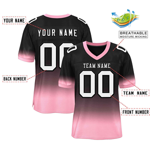 Maillot de football américain personnalisé noir et rose, uniforme d'équipe pour jeunes et adultes, respirant, séchage rapide, impression OEM - Product Image 4