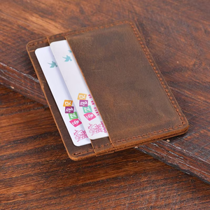 Porte-cartes en cuir de vache/mouton personnalisé en gros, design minimaliste pour hommes, porte-cartes mince en cuir véritable - Product Image 3