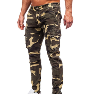 Wholesale Custom Men's Cargo Pants Long Joggers Large Side Pockets Canvas Lightweight Eco-Friendly Mid Waist Light Wash Straight - Product Image 3