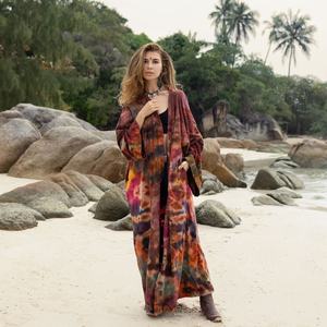 Belle Nouveau Kimono Robe D'été Surdimensionné Vacances Look Boho Festival Bohème Boho Chic À La Mode Femmes Tie Dye Kimono - Product Image 1