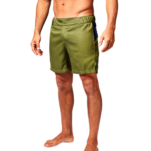 Men's Olive Green Solid Color Board Shorts Quick Dry <b>Elastic</b> Waist Mid Rise Casual Swimwear Short Shorts with Side Stripe - Product Image 1