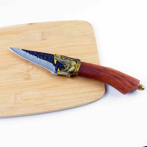 Couteau de chasse à pointe tombante, lame en acier au carbone, manche en bois, épaisseur 0,6 mm, bord droit, qualité DIY - Product Image 1