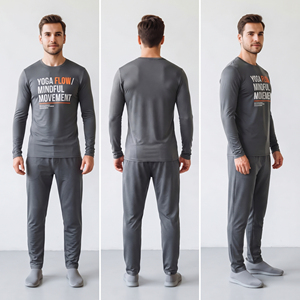 T-shirt de yoga à manches longues pour homme, personnalisé OEM, séchage rapide, coupe ajustée, haut d'entraînement en tricot Spandex Polyester, sous-vêtement technique pour homme - Product Image 5