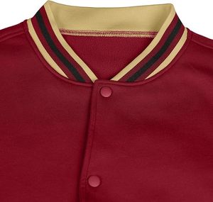 High Quality Men's Varsity Jackets Thin <b>Stand</b> Collar Light <b>Weight</b> Winter Wool Body Leather Sleeve Best Design Plain Fabric Front - Product Image 4