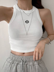 เสื้อกล้ามครอปผู้หญิง ผ้าฝ้ายริบสีขาว สำหรับฤดูร้อน ขายส่ง เสื้อแขนกุดลำลอง ยืดหยุ่นได้ - Product Image 6