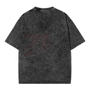 Camiseta Casual Oversize de Manga Corta con Cuello Redondo para Hombre, Color Negro Sólido, 100% Algodón Jersey Tejido, Lavado y Teñido Liso - Product Image 2