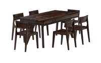 Ensemble de salle à manger rustique moderne Bruna 8 pièces, finition noyer expresso, meubles convertibles, montage facile, meubles rectangulaires pour la maison