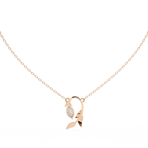 Collier Pendentif Diamant Floral de Laboratoire Marquise, Feuille Élégante, Or Rose 14K 18K, Sertissage Clos, Certifié Créé en Laboratoire - Product Image 2