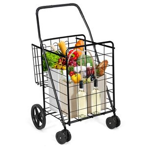 Carrello della spesa pieghevole a doppio scomparto con ruote girevoli - Carrelli e trolley pratici - Product Image 1