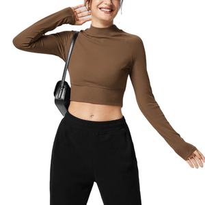 Top de Yoga de manga larga sin costuras para mujer, ropa deportiva de secado rápido para correr en otoño e invierno, venta al por mayor disponible de talla grande transpirable - Product Image 6
