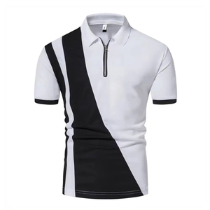 Camiseta de Verano para Hombre, de Color Sólido, Manga Corta, Cuello Camisero, Casual, con Media Cremallera, Camisetas Polo, Ropa para Hombre, Tallas Grandes, Servicio OEM - Product Image 2