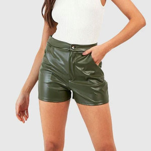 LUXE ATTIRE INDUSTRY <b>Women</b> PU Leather <b>Skorts</b> High Waist Elastic Waist Wide Leg Casual Knitted Loose Fit Custom Logo OEM - Product Image 3
