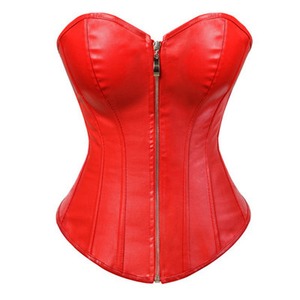 Women's Goth <b>Punk</b> Plus-Size Zipper Leather Lace Corset Hip Enhancer Shapewear Satin Fabric Quick Dry Firm Control Seamless - Product Image 1