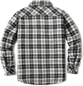 Chemise-veste en flanelle de coton à carreaux pour homme, doublée en sherpa, boutonnée, simple boutonnage, avec poche, pour l'hiver - Product Image 1