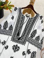 Großhandel Eleganter Weiß-Schwarzer Indisch-Pakistanischer Salwar Kameez Stark Bestickter Seiden Slim Fit Party Luxus Tunika Sommer Winter