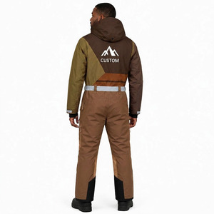 Combinaison de ski imperméable et coupe-vent à capuche avec fermeture éclair, logo personnalisé imprimé, pour homme et femme, hiver, extérieur, snowboard, montagne - Product Image 4