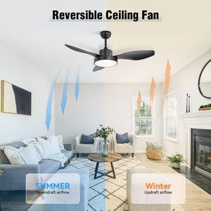 Ventilatore da soffitto reversibile da 47 pollici con motore DC, luce LED da 22W e telecomando a 6 velocità per camera da letto - Nero - Product Image 4