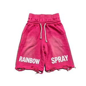<b>Men</b> <b>Studded</b> Cotton Streetwear Shorts 220GSM High Street Elastic Waist Custom Logo Breathable Quick Dry Casual Shorts - Product Image 1