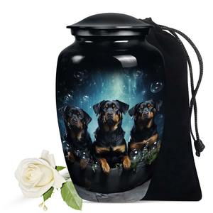 Black <b>dog</b> urn for ashes triple Rottweiler tribute keepsake urn pet memorial decorative <b>remembrance</b> <b>gift</b> - Product Image 1