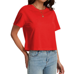 Premium Quality Women's Crop Top Smooth Texture <b>Material</b> Short Sleeve Round Neck lightweight Breathable Trendy Apparel Crop Tee - Product Image 5