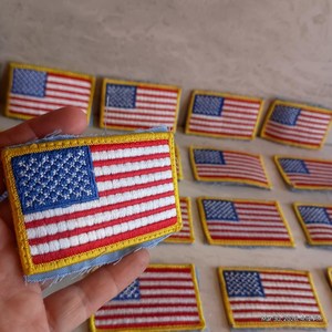 Patchs thermocollants de haute qualité avec drapeau américain, rectangulaires, brodés, en tissu toile avec PVC pour la décoration de vêtements - Product Image 2