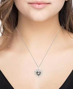 Diamante nero (1/10 ct. T. w.) & Diamante bianco (1/20 ct. T. w.) Collana pendente a cuore aperto 18 "in argento Sterling | Macy's - Product Image 2