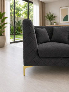 Ensemble de canapés modernes 211 PIRAMID gris foncé émeraude pour hôtel, salon, appartement, tissu haut de gamme personnalisé, écologique, pieds en acier inoxydable - Product Image 5