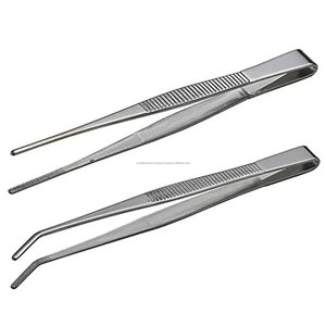 Juego de Pinzas Dentadas de Acero Inoxidable WPS, 2 Piezas, Punta Recta y Curva, Pinzas de Precisión para Laboratorio, Odontología, Cirugía, Manualidades y Reparaciones, con Certificación CE - Product Image 1