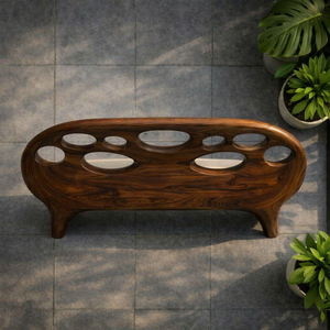 Banco rústico de madera maciza para jardín o patio trasero Banco para exteriores con borde vivo hecho a mano Muebles duraderos para jardín y patio - Product Image 4