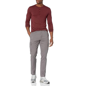 Men's Gray <b>Stretch</b> <b>Cargo</b> Pants Utility Trousers With Side Storage Pockets For Casual Outdoor And Work Activities - Product Image 1