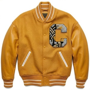 Premium Blue Varsity Jacket Men's Preppy Style Wool Blend Letter C Embroidered Bomber Jacket - Product Image 4