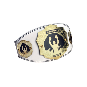 Cinturón de Campeonato Blanco Personalizable con Placas Doradas, Cinturón de Título de Campeón de Boxeo, Diseño de Trofeos JC - Product Image 5