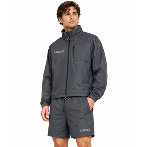 OEM Windbreaker Shorts Set Rhinestone Logo Racer <b>Jacket</b> Nylon Custom Shell Fabric Casual <b>Utility</b> Sportswear OEM <b>jacket</b> for <b>men</b> - Product Image 1